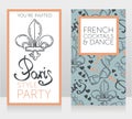 Two banners for french style party with Fleur-de-lis symbol